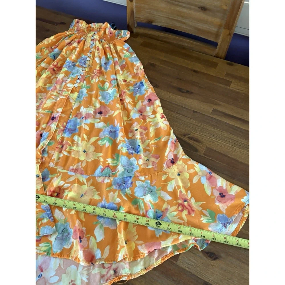 Cynthia‎ Rowley Skirt Womens Medium Multicolor Floral Boho Button Front Maxi